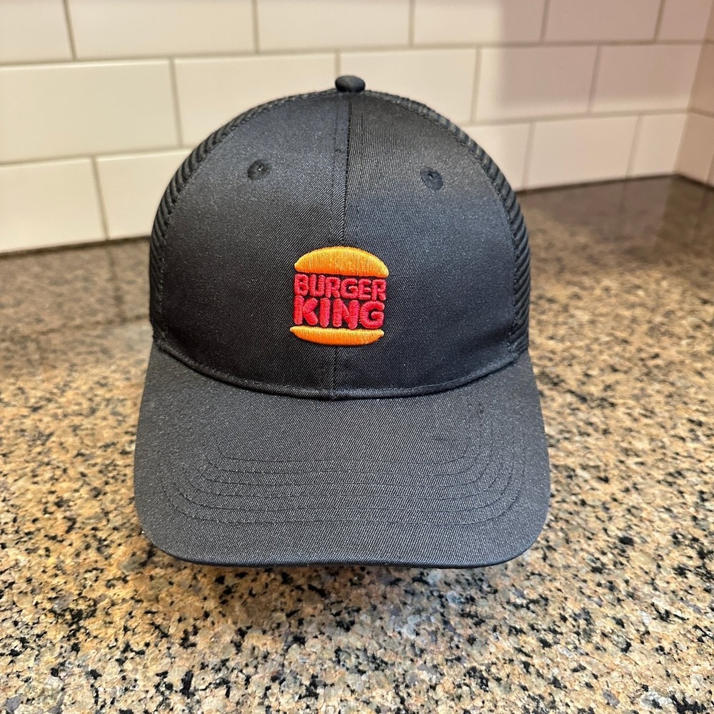 Burger King Trucker Hat Crew Men's Adjustable Snapback Black Orange
